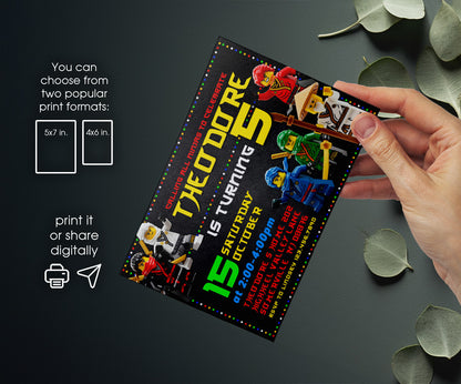 Ninjago Minifigures Lego customizable invitation template | Share or Print | EQ348