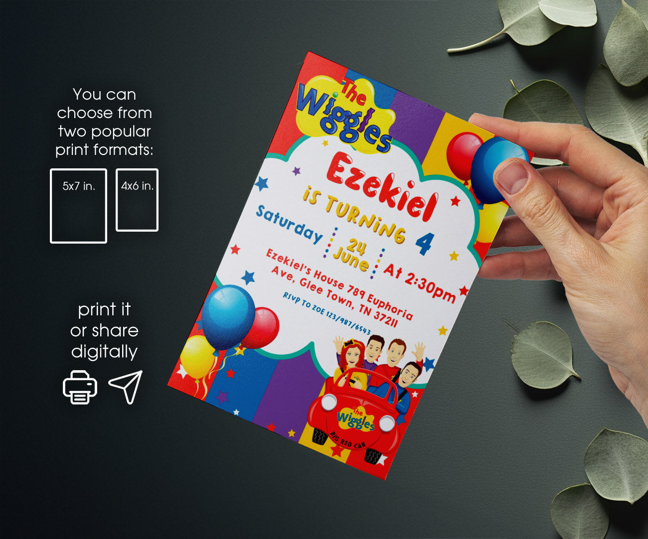 Wiggles One Finger One Thumb customizable invitation template | Share or Print | LF061