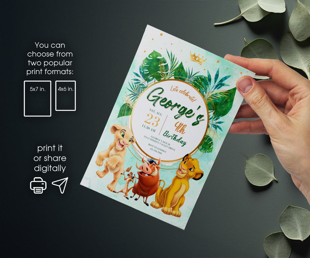 Lion King Simba customizable invitation template | Share or Print | RZ945