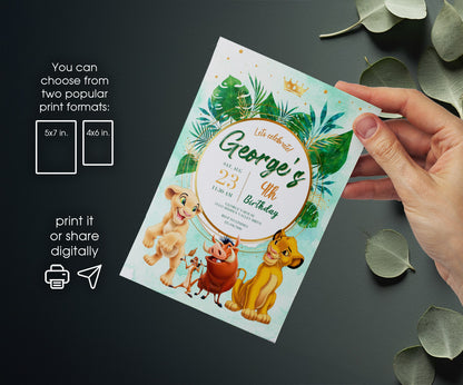 Lion King Simba customizable invitation template | Share or Print | RZ945