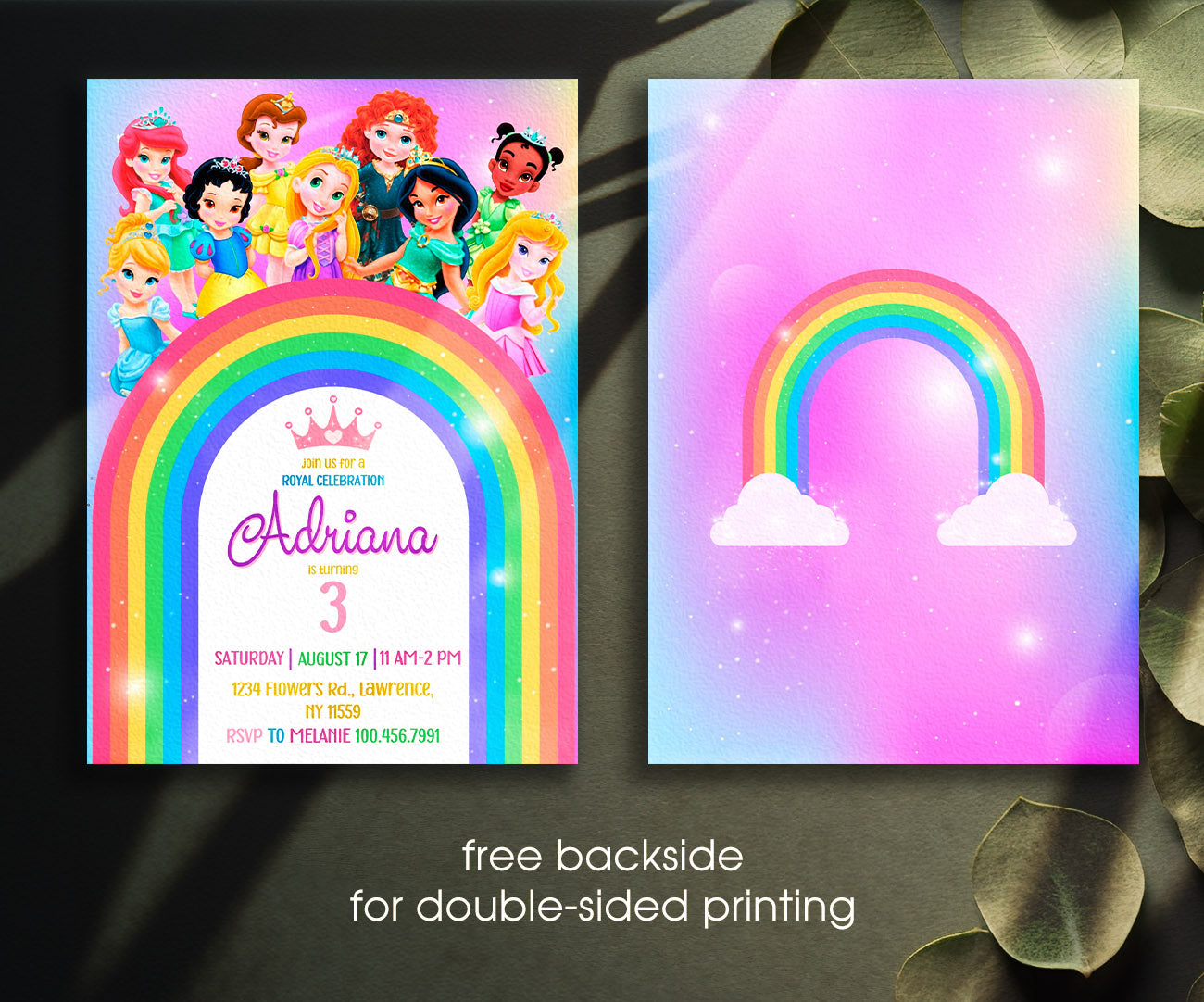Disney Princess customizable invitation template | Share or Print | girl | AF075