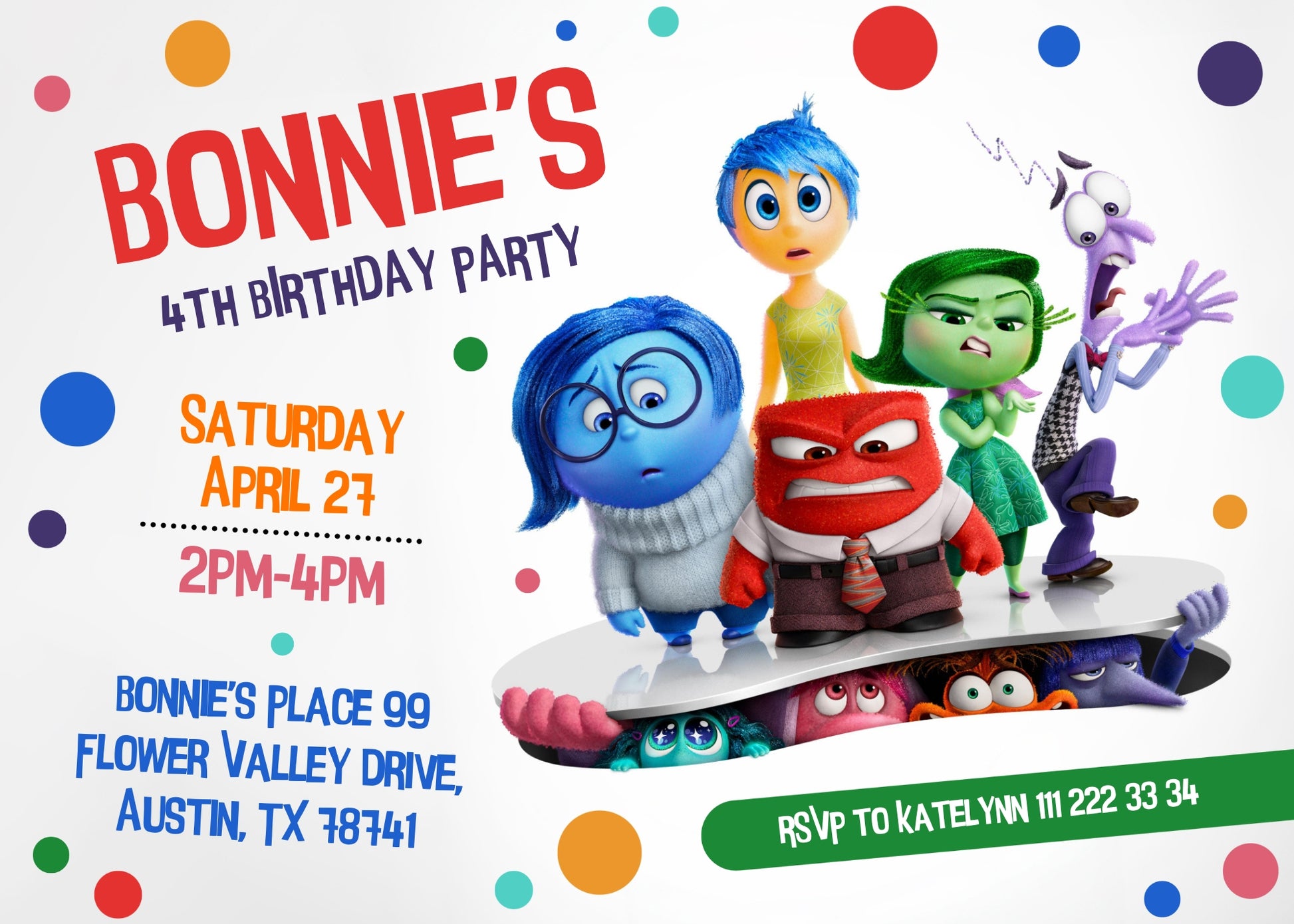 Inside Out 2 customizable invitation template | Share or Print | HW320