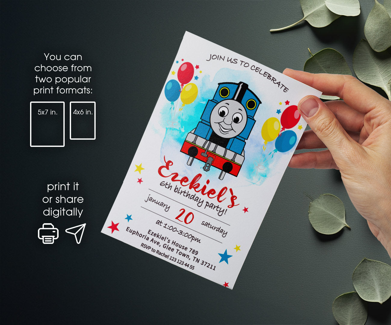 Thomas Train & Friends customizable invitation template | Share or Print | MO340