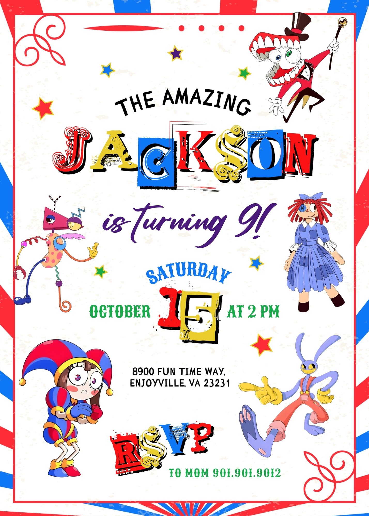 The Amazing Digital Circus customizable invitation template | Share or Print | ZO537