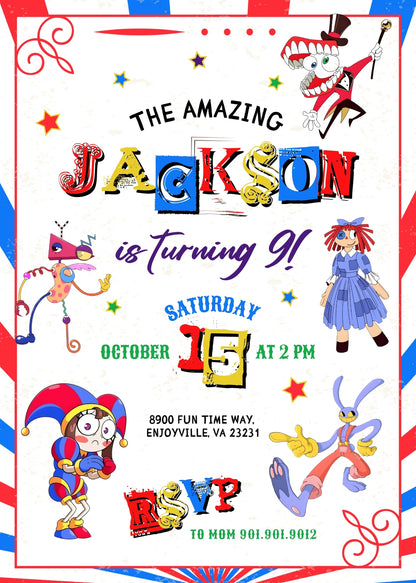 The Amazing Digital Circus customizable invitation template | Share or Print | ZO537