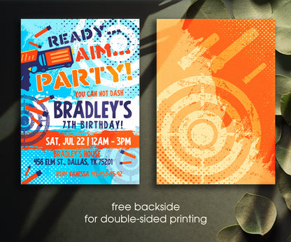 Dart Gun NERF Blaster customizable invitation template | Share or Print | boy | LL792