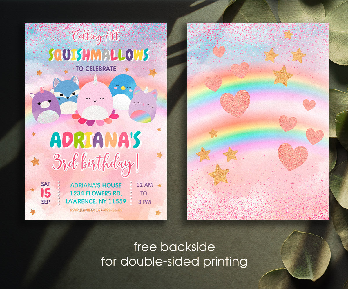 Squishmallows customizable invitation template | Share or Print | KD698