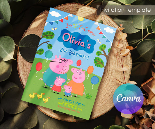 Peppa Pig customizable invitation template | Share or Print | girl | MA582
