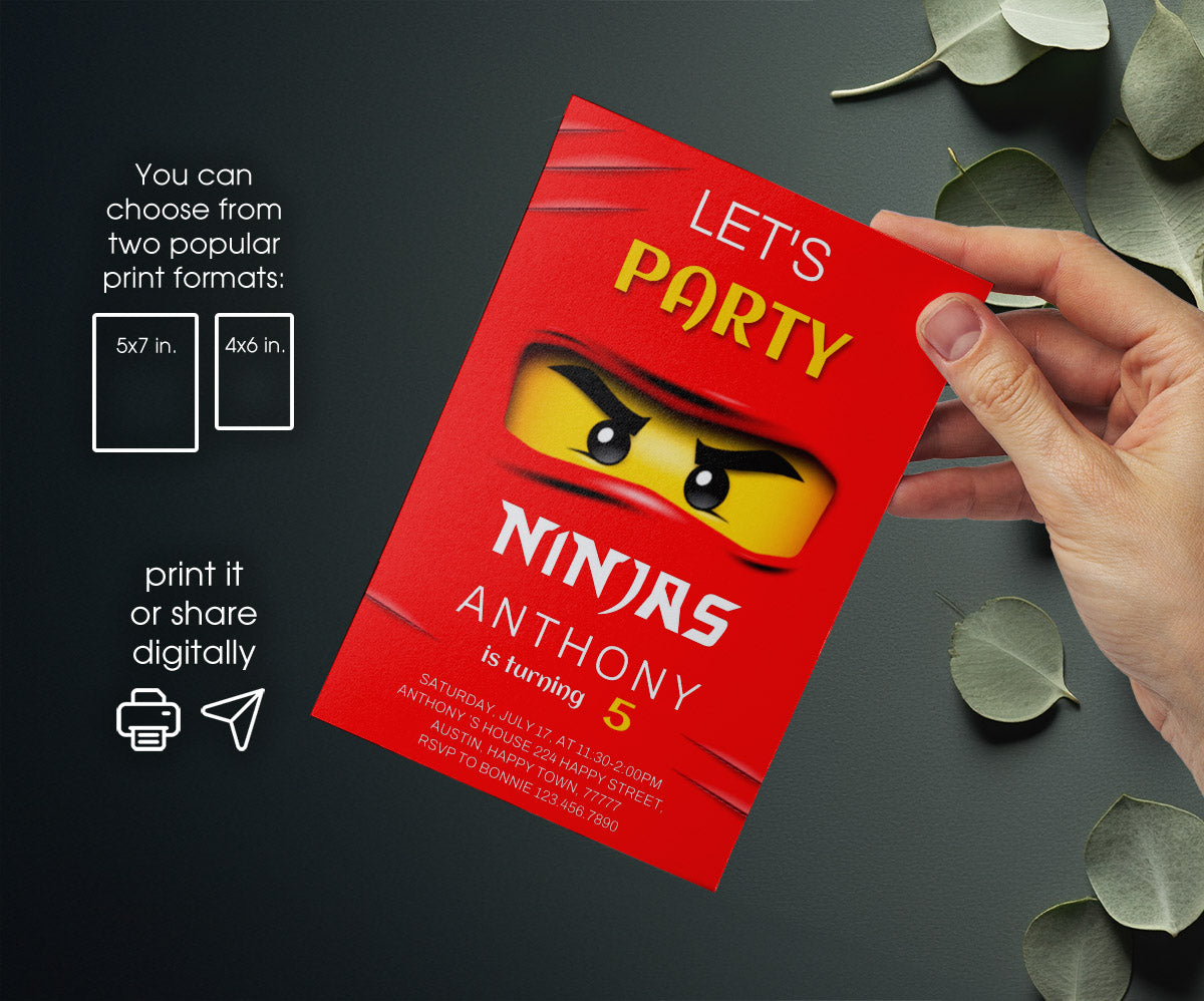 Ninjago Minifigures Lego customizable invitation template | Share or Print | TR222