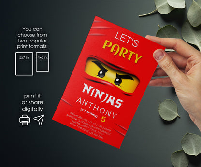 Ninjago Minifigures Lego customizable invitation template | Share or Print | TR222