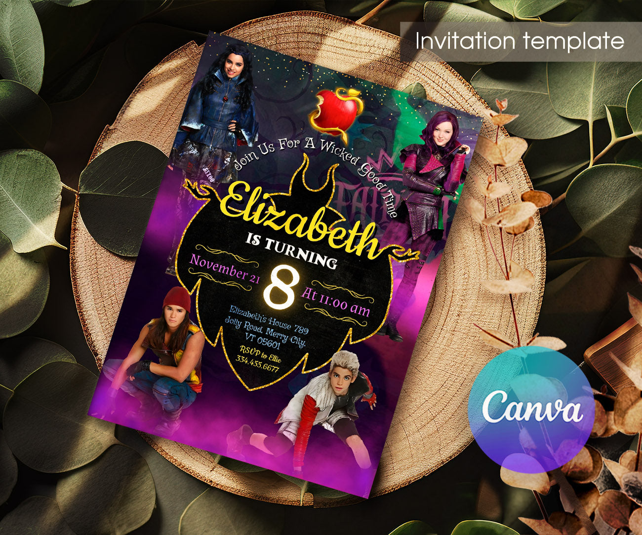 Descendants Disney customizable invitation template | Share or Print | PT128