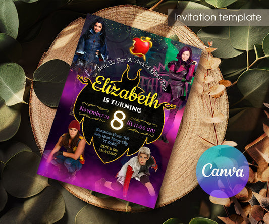 Descendants Disney customizable invitation template | Share or Print | PT128