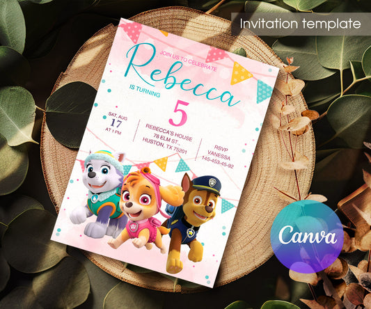 PAW Patrol customizable invitation template | Share or Print | XJ850