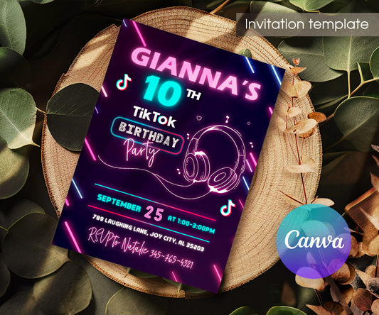 Tik Tok Party customizable invitation template | Share or Print | UC791