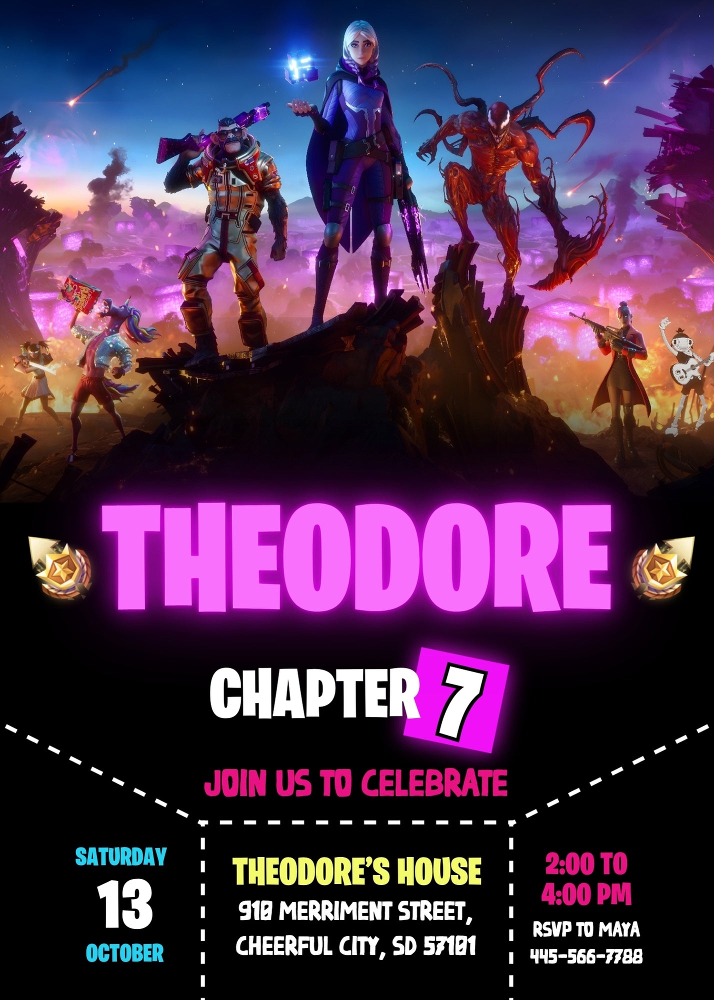 Fortnite Gamer customizable invitation template | Share or Print | boy | RW147