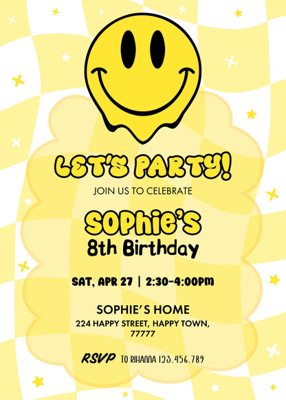 Smiley Face customizable invitation template | Share or Print | PZ213