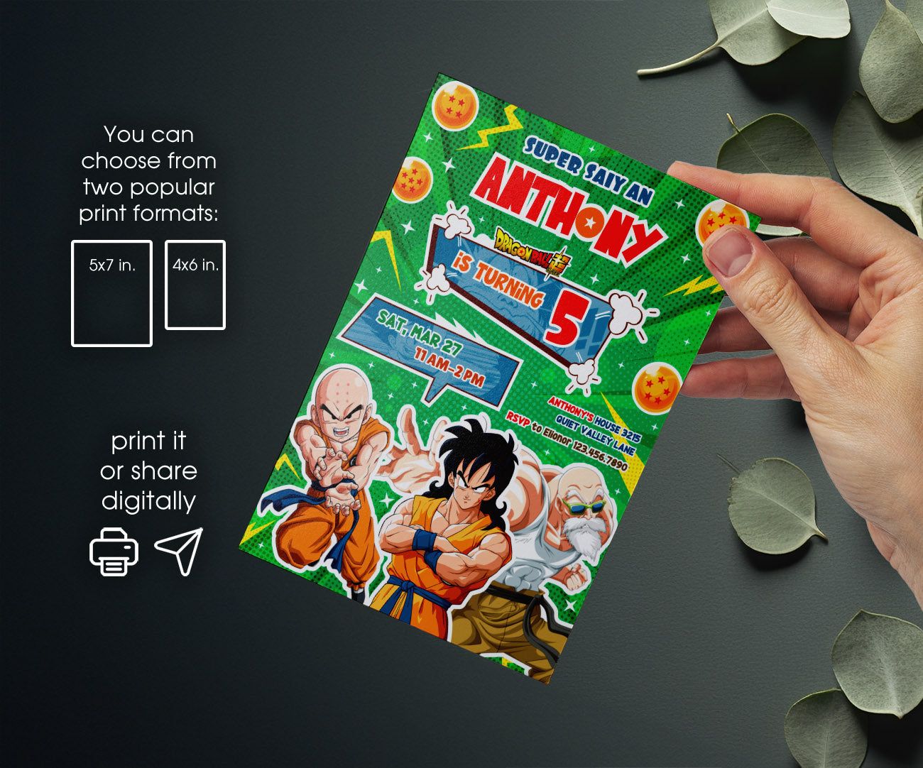 Dragon Ball Z Anime customizable invitation template | Share or Print | boy | FE352