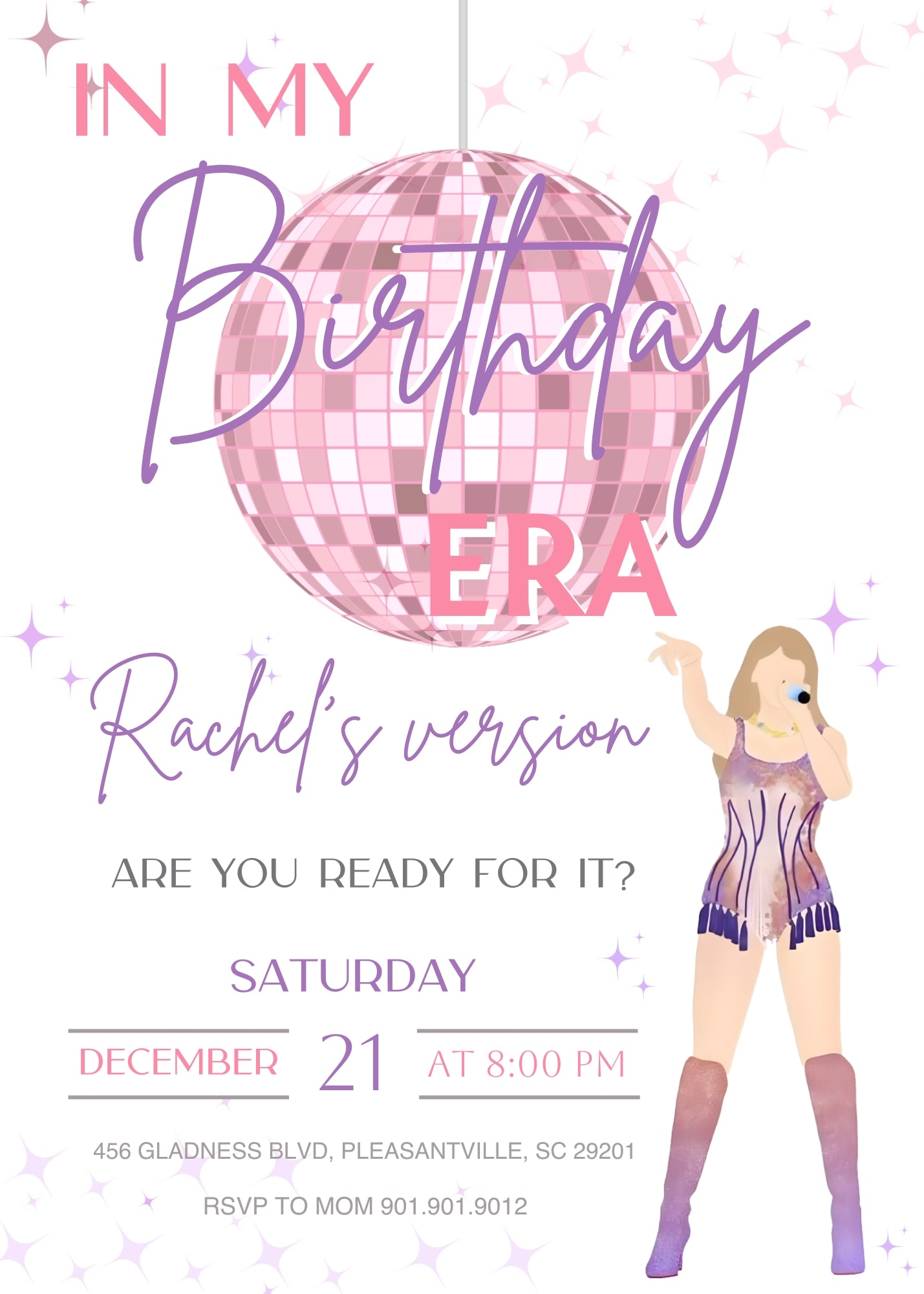 Taylor Swift Eras Tour customizable invitation template | Share or Print | girl | WX579