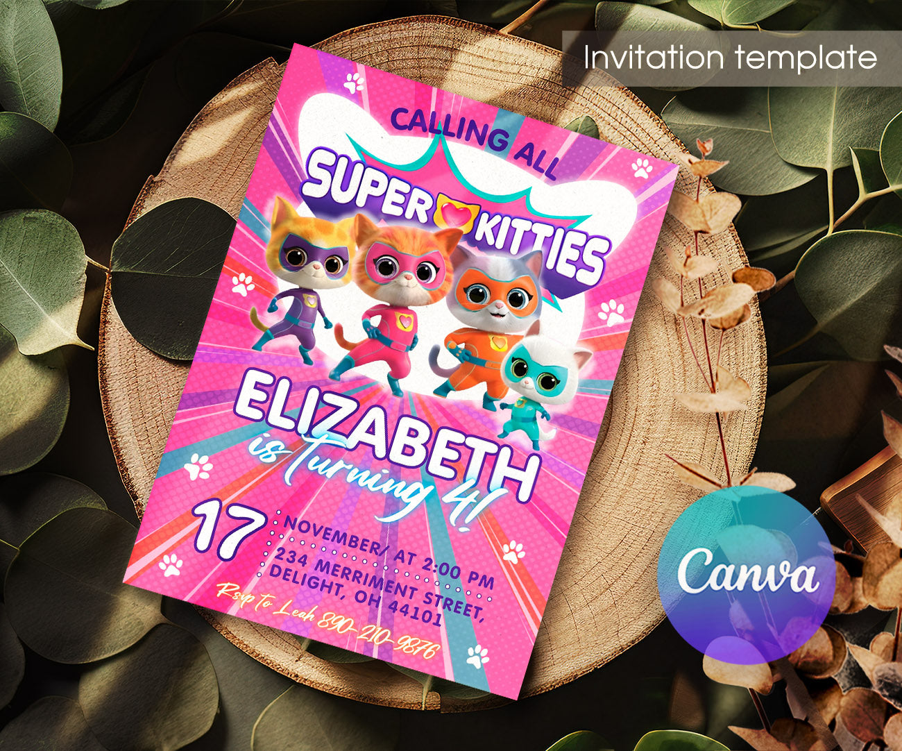 SuperKitties customizable invitation template | Share or Print | KV965