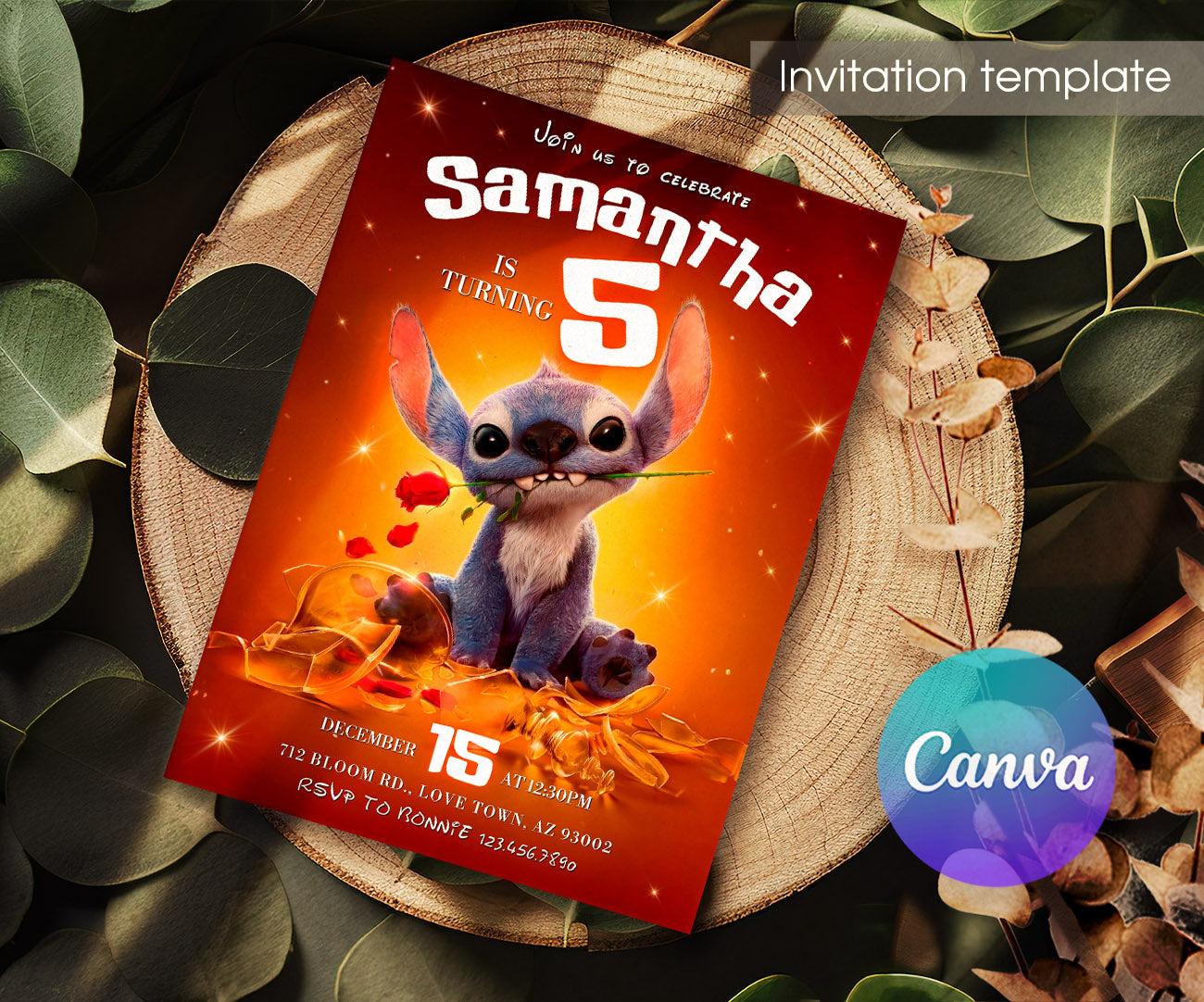 Lilo & Stitch Aloha customizable invitation template | Share or Print | YN289