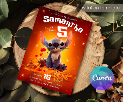 Lilo & Stitch Aloha customizable invitation template | Share or Print | YN289