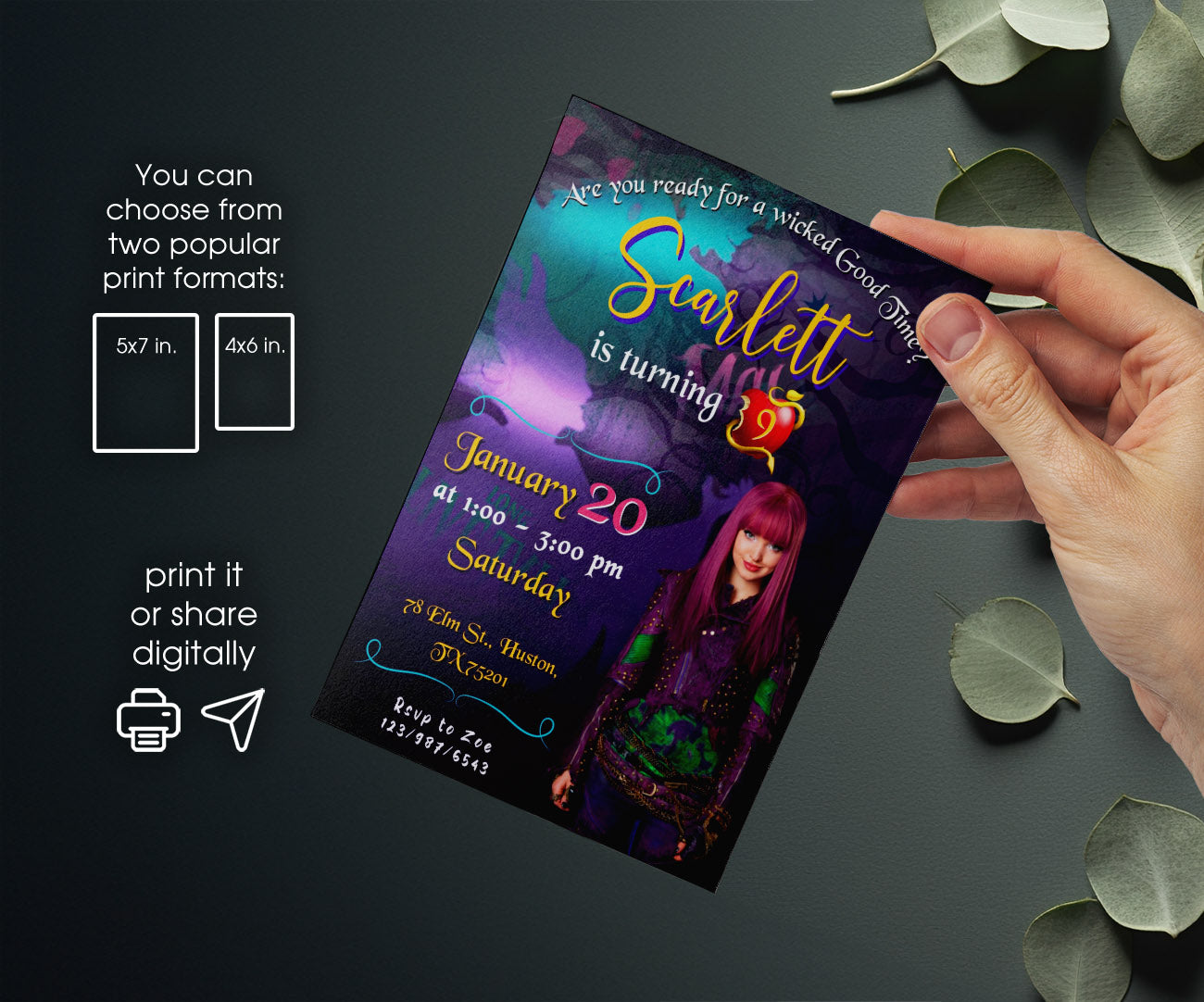 Descendants Disney customizable invitation template | Share or Print | YN989