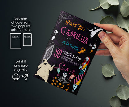The Nightmare Before Christmas Halloween customizable invitation template | Share or Print | WH316