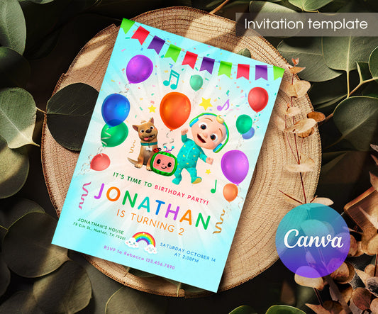 Cocomelon customizable invitation template | Share or Print | WG971
