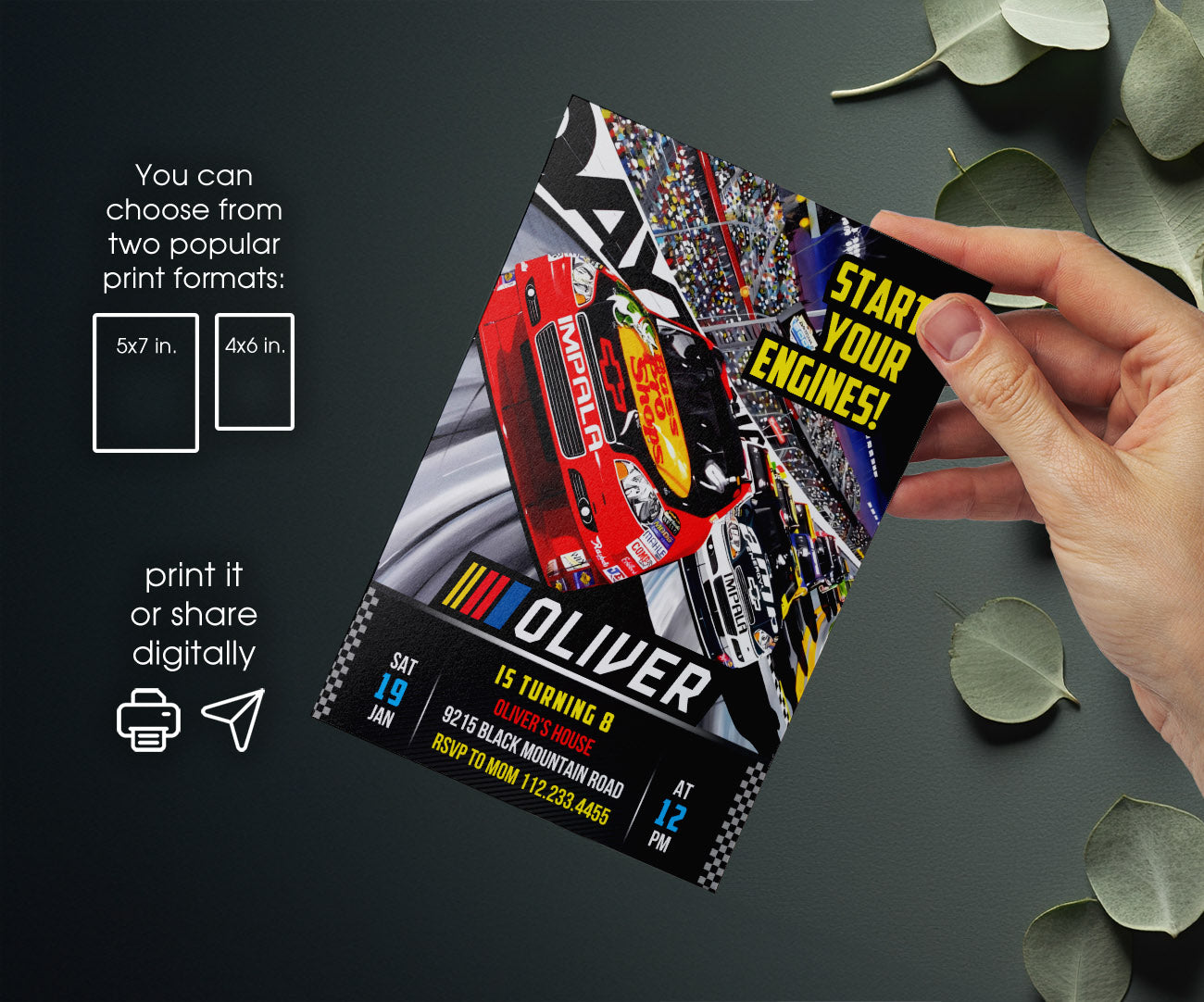 Nascar Ricky Bobby customizable invitation template | Share or Print | boy | EE441
