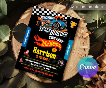 Hot Wheels Two Fast 2 Furious customizable invitation template | Share or Print | boy | WP750