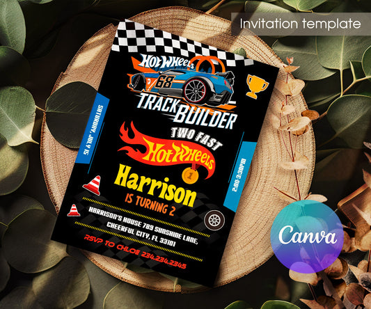 Hot Wheels Two Fast 2 Furious customizable invitation template | Share or Print | boy | WP750