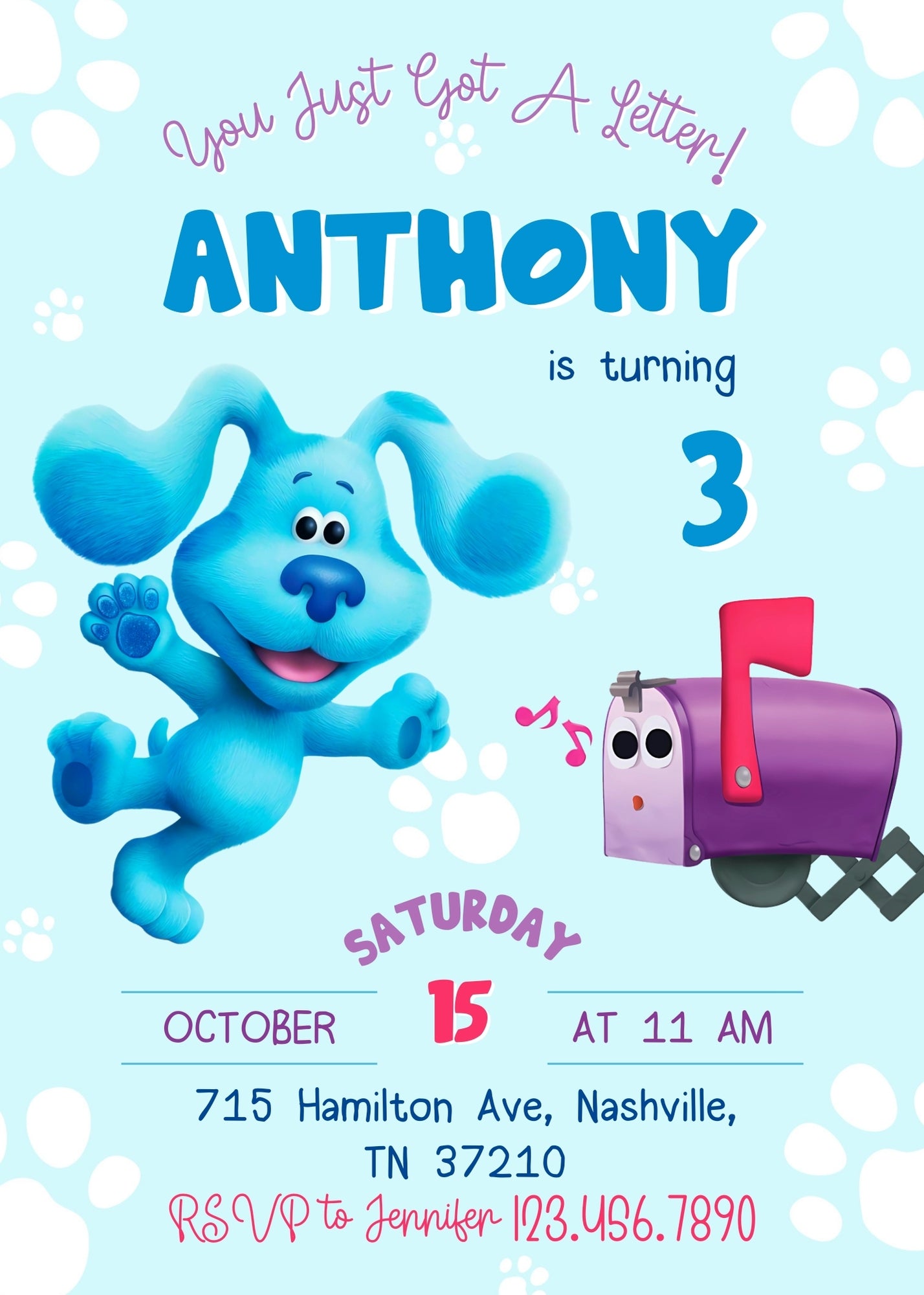 Blue's Clues Puppy customizable invitation template | Share or Print | QO404