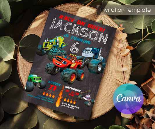 Blaze Monster Machines Trucks customizable invitation template | Share or Print | boy | CQ587