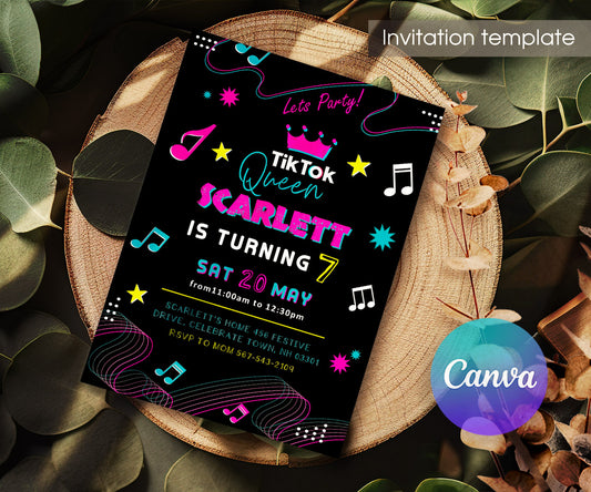 Tik Tok Party customizable invitation template | Share or Print | WC868