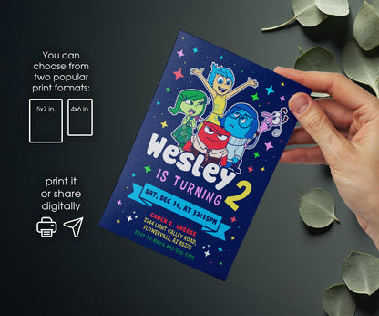 Inside Out 2 customizable invitation template | Share or Print | QN647