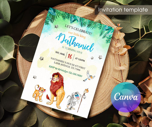 Lion King Simba customizable invitation template | Share or Print | LE041