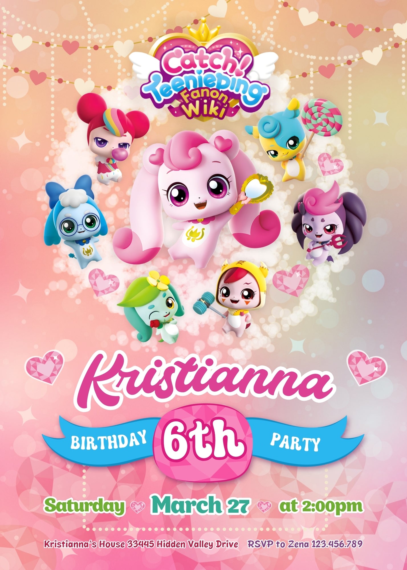 Catch Teenieping customizable invitation template | Share or Print | girl | IT330