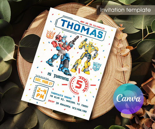 Transformers Rescue Bots customizable invitation template | Share or Print | boy | SD828