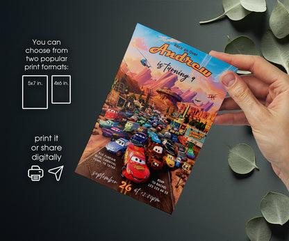 Cars Lightning McQueen customizable invitation template | Share or Print | boy | NW779