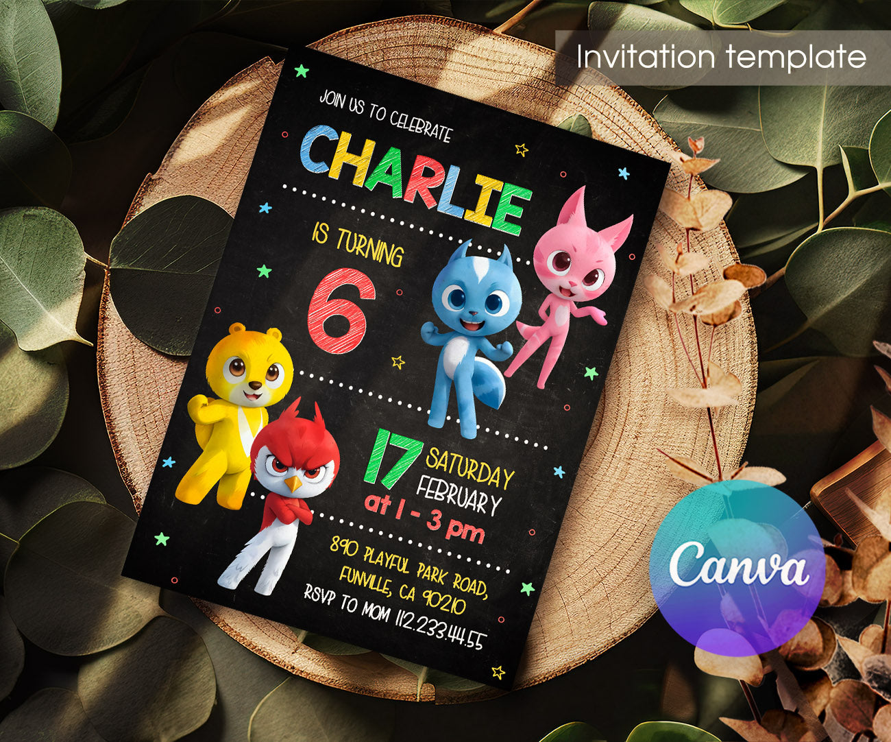 Miniforce customizable invitation template | Share or Print | boy | PH498