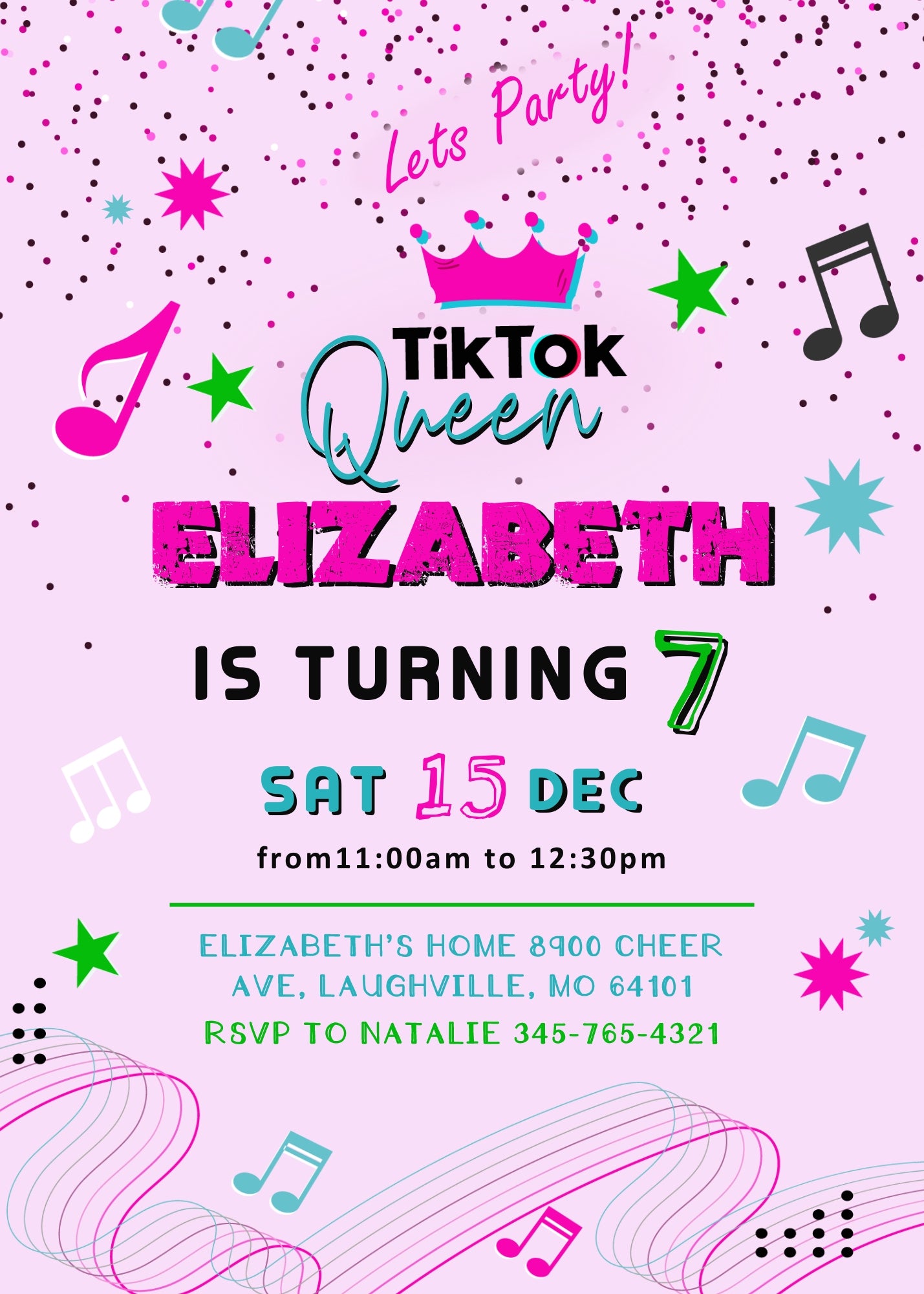 Tik Tok Party customizable invitation template | Share or Print | PU766