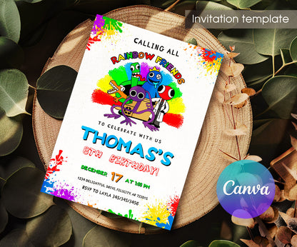 Rainbow Friends customizable invitation template | Share or Print | QF994