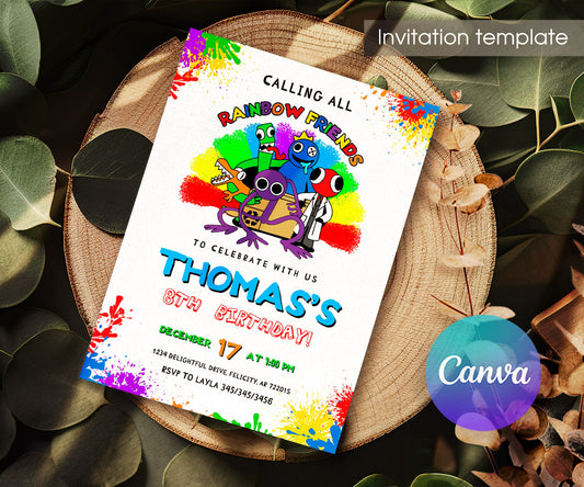 Rainbow Friends customizable invitation template | Share or Print | QF994