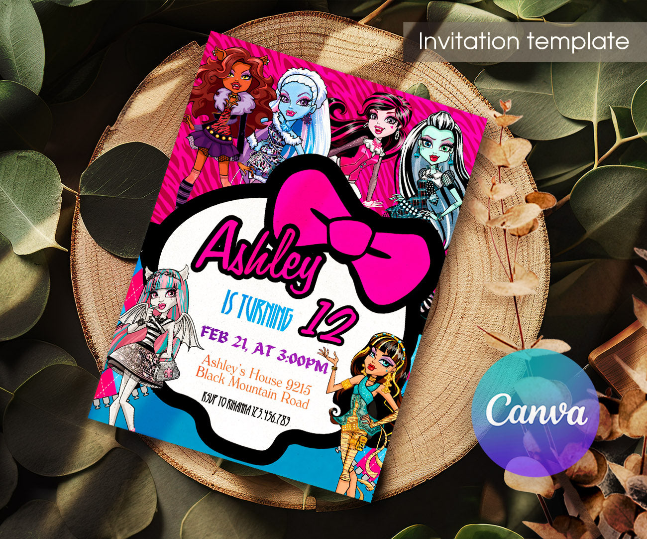 Monster High customizable invitation template | Share or Print | girl | KU657
