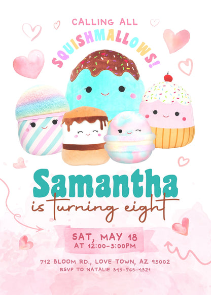 Squishmallows customizable invitation template | Share or Print | AZ758