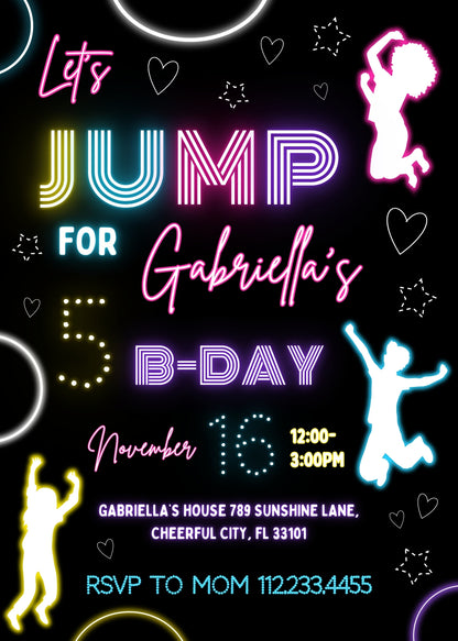 Trampoline Jump Party customizable invitation template | Share or Print | BV038