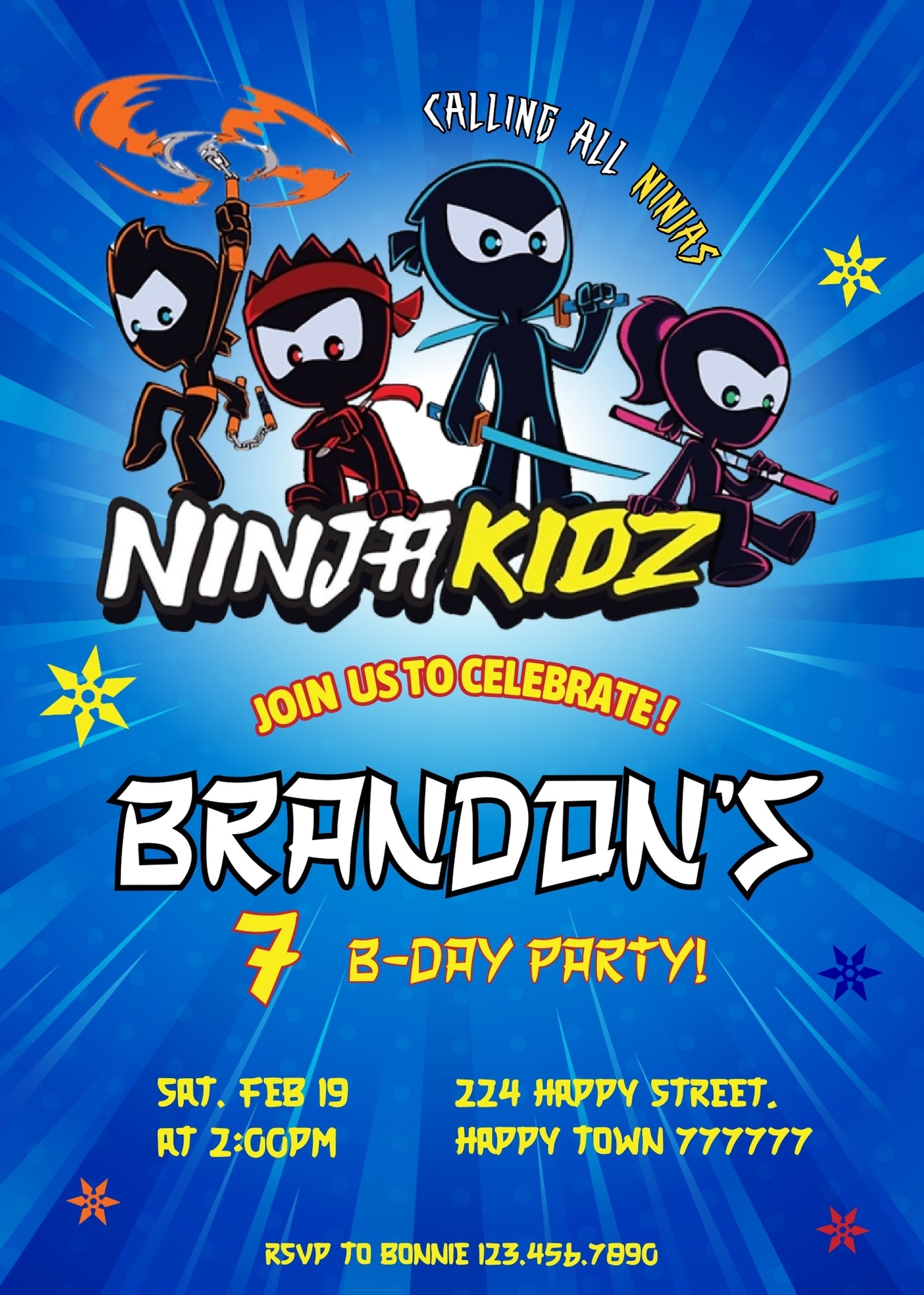 Ninja Kidz TV customizable invitation template | Share or Print | FI823