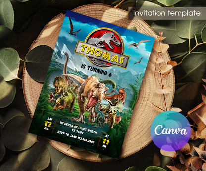 Jurassic Park Dinosaur customizable invitation template | Share or Print | QF167