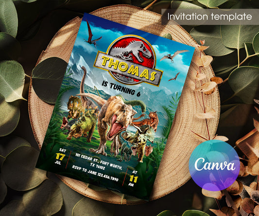 Jurassic Park Dinosaur customizable invitation template | Share or Print | QF167