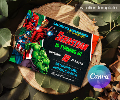 Avengers Marvel Superhero customizable invitation template | Share or Print | boy | IN868